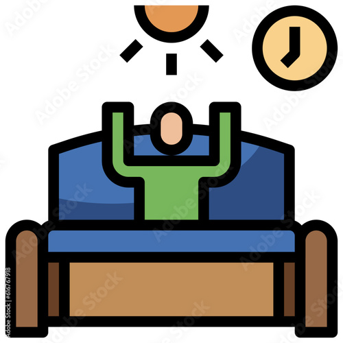 GET UP EARLY line icon,linear,outline,graphic,illustration