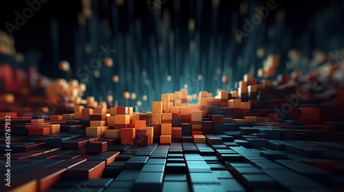 Modern digital abstract 3D background. Copy space. Can be used in the description of network abilities, technological processes, digital storages, science, education, etc. © Yeti Studio