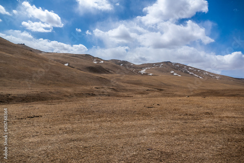 Landscape in Hustai National Park as known Khustain Nuruu National Park, Central Mongolia