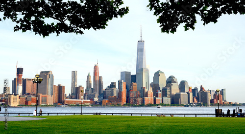Photography a view of Manhattan city skyline from battery park , new jersey, USA