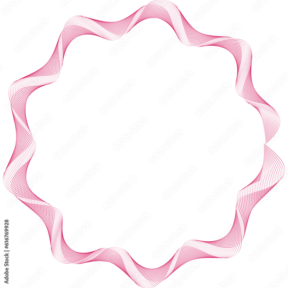 Pink frame with ribbon. Wave element