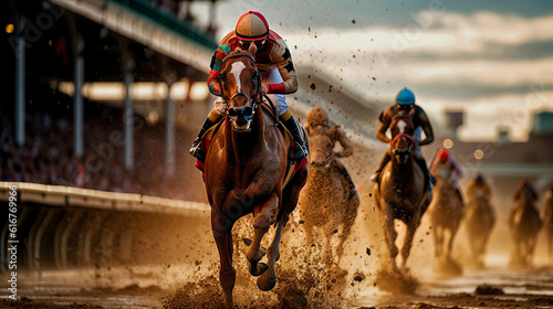 Fotografering Kentucky derby horse racing. Generative A I. 2