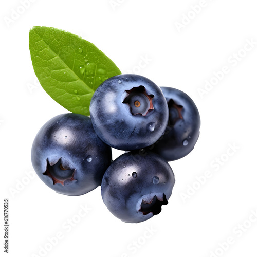 blueberries with leave isolated transparent background Fototapeta