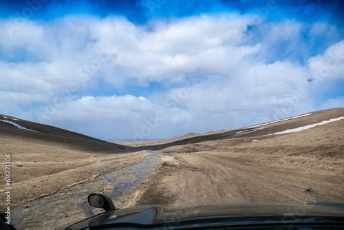 Landscape in Hustai National Park as known Khustain Nuruu National Park, Central Mongolia photo