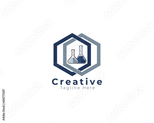 Medical logo , polygon logo with tow conical equipment inside, abstract scientific medical logo vector eps file