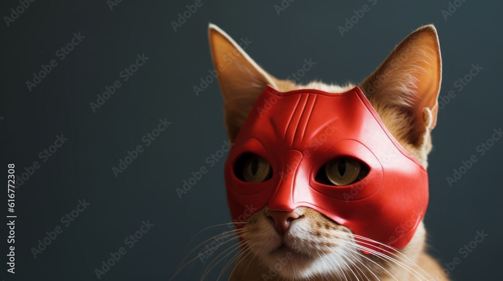 Masked Marvel: Cat in a Hero Mask Takes a Stand Against Villains