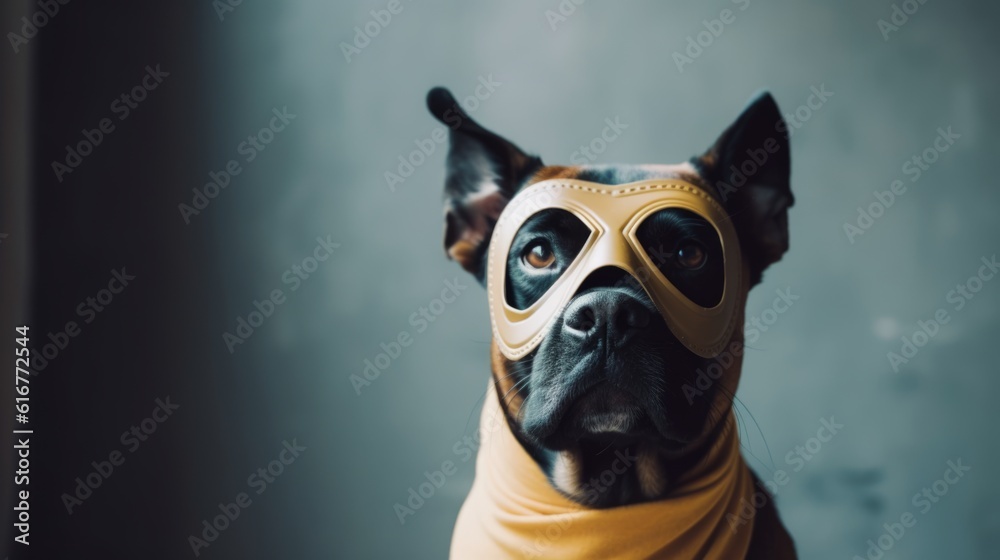 The Fearless Pooch: Dog in a Hero Mask Stands Tall against Evil The Fearless Pooch: Dog in a Hero Mask Stands Tall against Evil