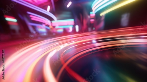 Blurry motion background and spinning roulette. Perfect for casino themes. Vibrant colors and dynamic movement. Generative ai