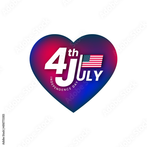 4th of July Patriotic Heart Happy Independence day greeting design