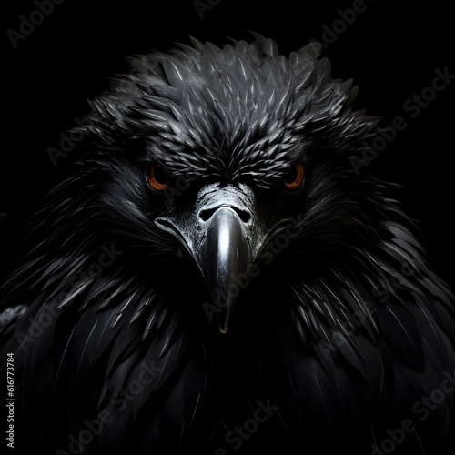  A crow in a dark background.