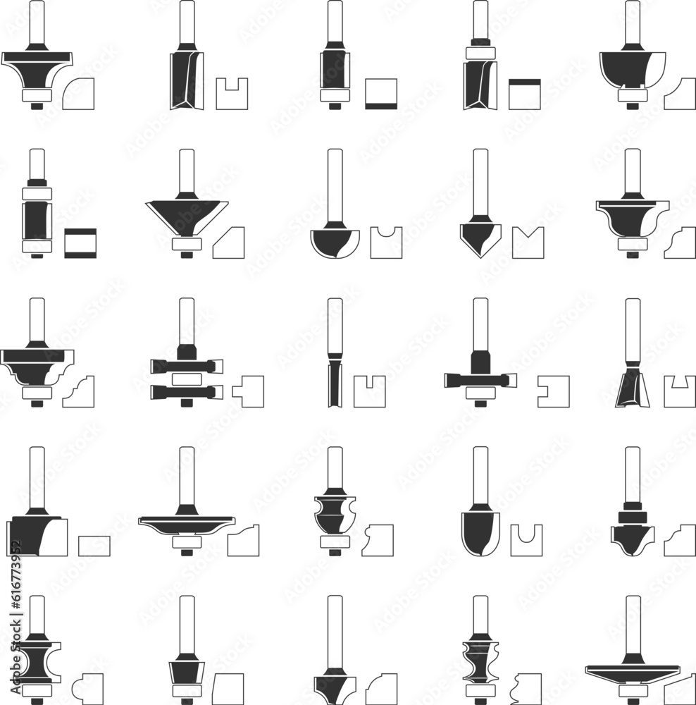 Black Icons - Router Bits Black Icons - Router Bits