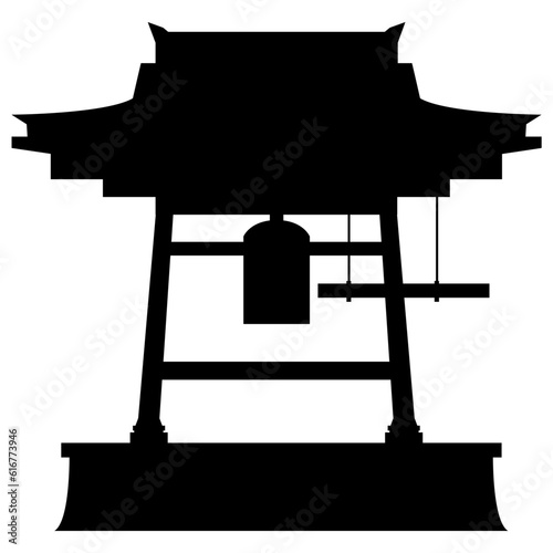 除夜の鐘のイラスト素材のシルエット　ベクター