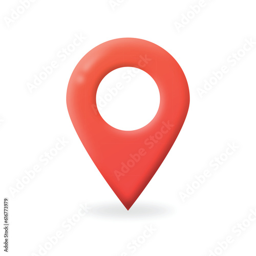 Realistic location marker with shadow and shyne lights. Glossy GPS marker vector icon.