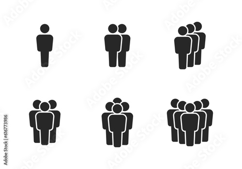 Set of people groups vector icons. Population fill illustration. 