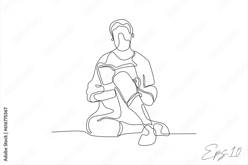 continuous line vector illustration
people read books continuous line vector illustration
people read books