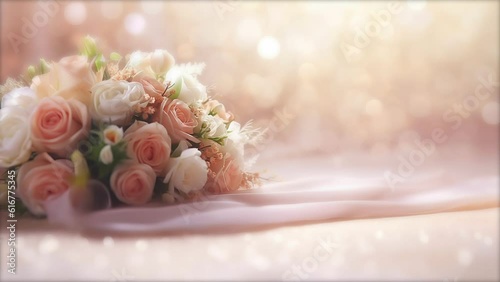 Wedding Bouquet Flower Bokeh Glitter Dust Particles Background Loop