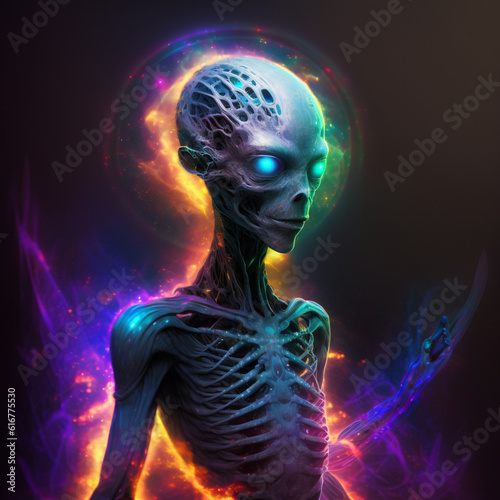 AI Enhanced Illustration of an Alien Being for Captivating Books