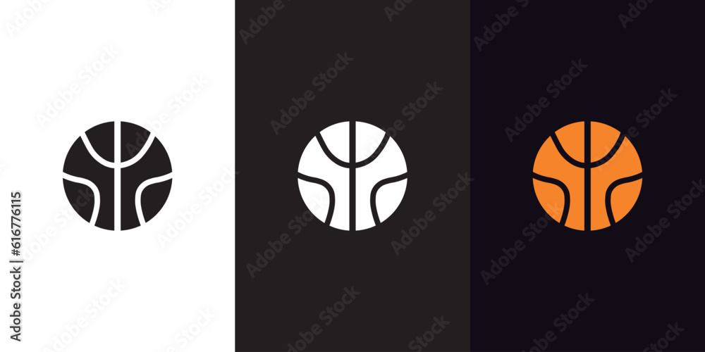 Basketball ball logo. Black, white and color formats.