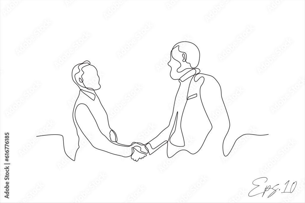 line art vector illustration of people shaking hands