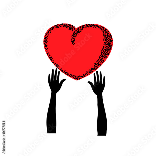 Hands embrace the heart icon Vector illustration