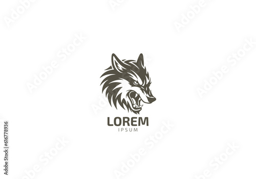 Vintage wolf logo design template vector icon illustration