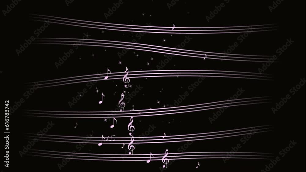 Vidéo Stock Abstract music symbols, curve lines animated 2d background