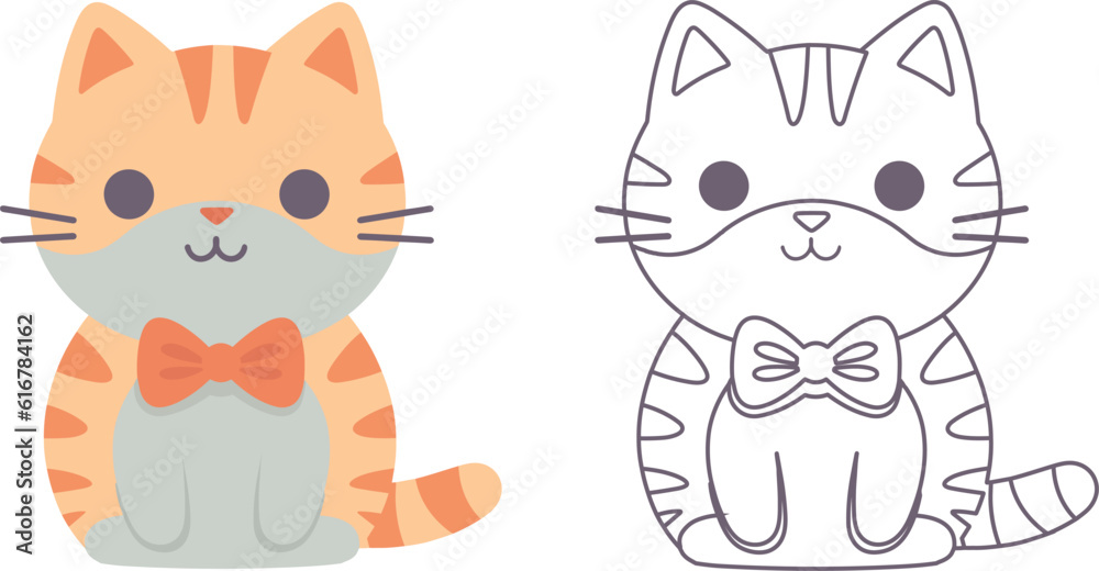Kawaii cat flat Icon vector. Cute cat-flat illustration. Cute Kawaii cat flat illustration, Art, Icons, and Graphics.
