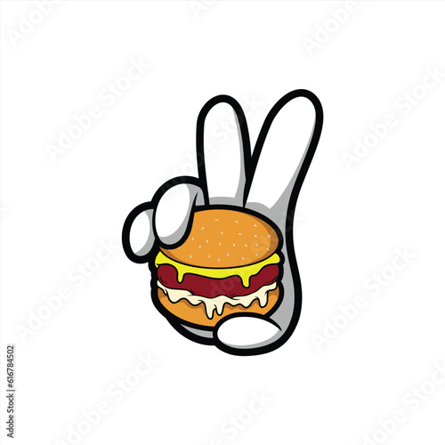 burger hand peace