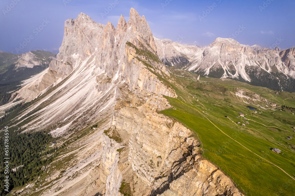 Seceda peak in the Dolomites, Italy