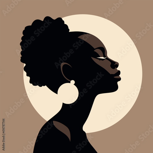  Black woman modern icon avatar. African woman design. Abstract contemporary poster. Wall art design. Vector stock