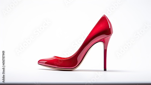 Red hight heel isolated on white. Generative AI