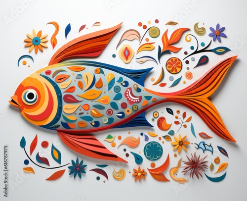 Abstract colorful fish. Generative AI