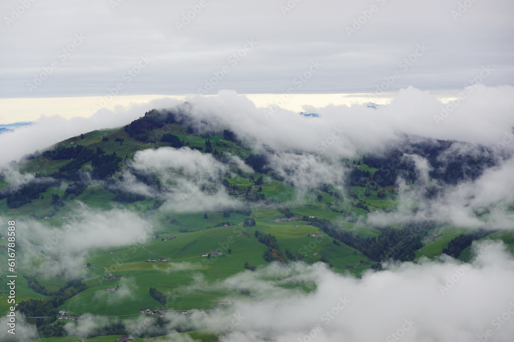 The panorama of the Appenzell Alps, Switzerland
