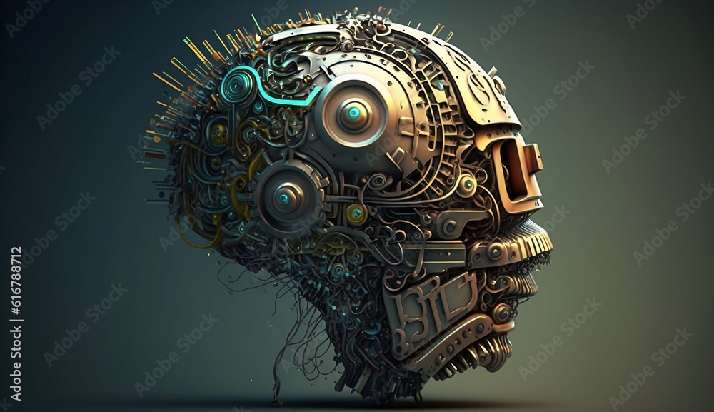 Fototapeta premium Mechanical head (Generative AI)
