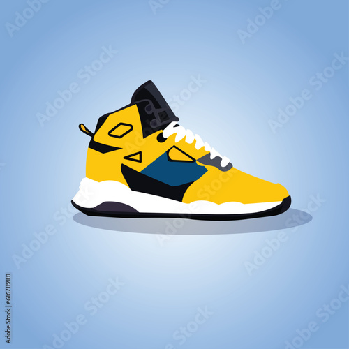 vector Illustration sneaker shoes for running isolated Yellow sneakers vector design.