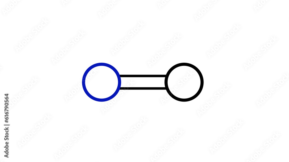 nitric oxide molecule, structural chemical formula, ballandstick
