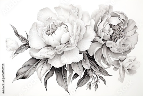 Fototapeta Naklejka Na Ścianę i Meble -  flower illustration, Pink peony on a white background. Watercolor style. Generative AI