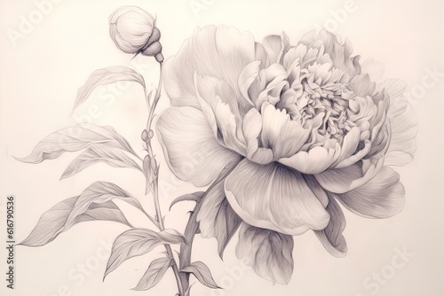 Fototapeta Naklejka Na Ścianę i Meble -  flower illustration, Pink peony on a white background. Watercolor style. Generative AI