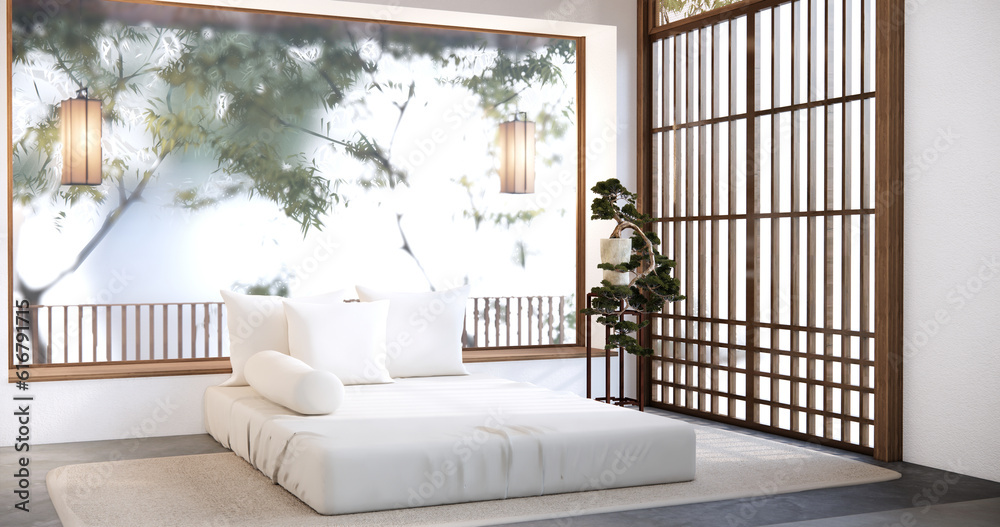 Bed toom muji style Interior Design have sofa wabisabi and decoration japandi. Bed toom muji style Interior Design have sofa wabisabi and decoration japandi.