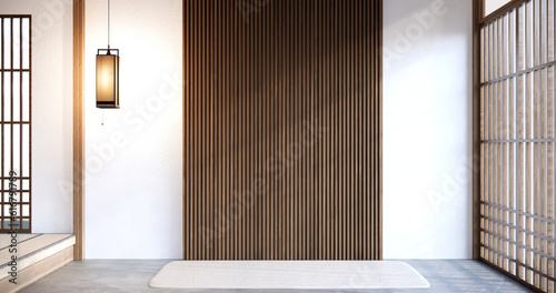 Canvas Print Nihon room design interior with door paper and wall on tatami mat floor room japanese style