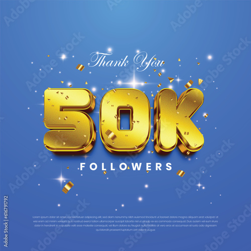 Thank you 50k followers.Social media followers achievement celebration template