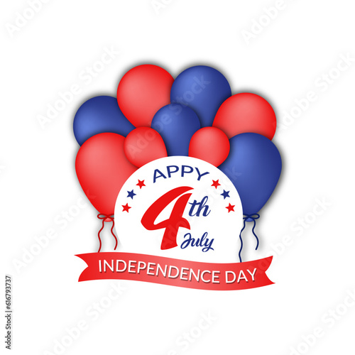 4th of july independence day decorative design with balloons