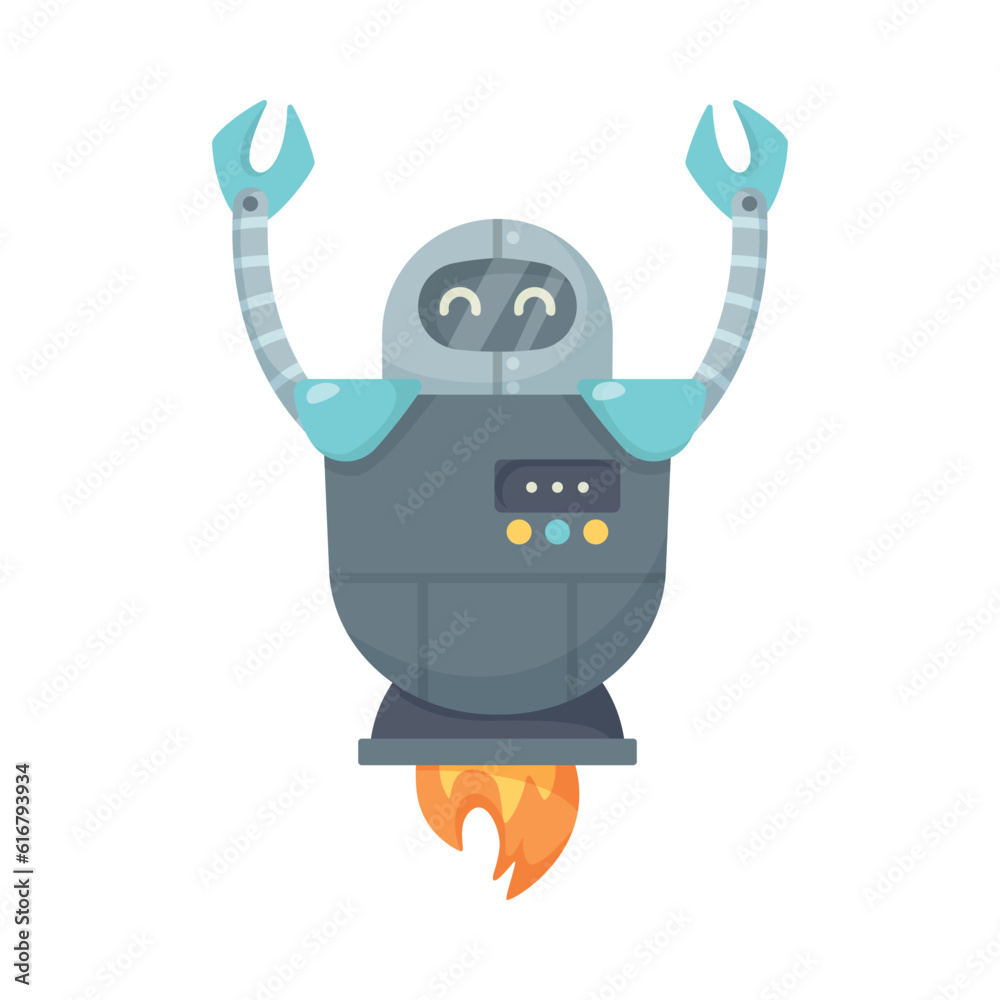 Funny Robot Metal Character with Limbs and Face Vector Illustration Funny Robot Metal Character with Limbs and Face Vector Illustration