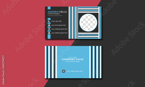 Blue and black  double sided business card for business and  personal use.