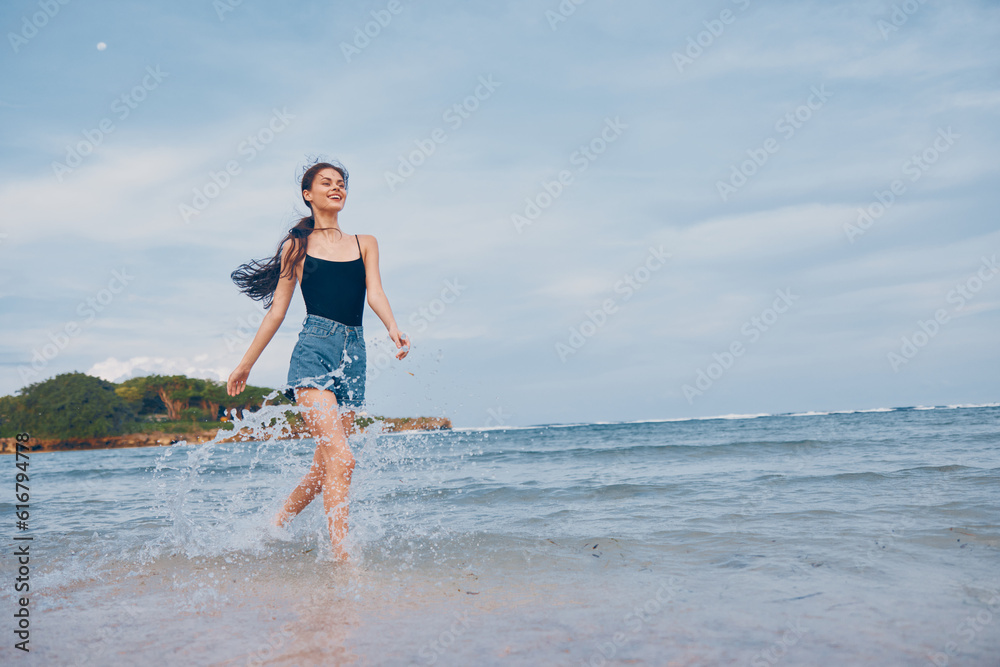 summer woman sea beach smile running lifestyle sunset activity travel young summer woman sea beach smile running lifestyle sunset activity travel young