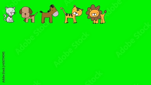 cartoon animals background Sketch and 2d animation set, collections, green screen, wildlife, animated animals, cute animals character desgin