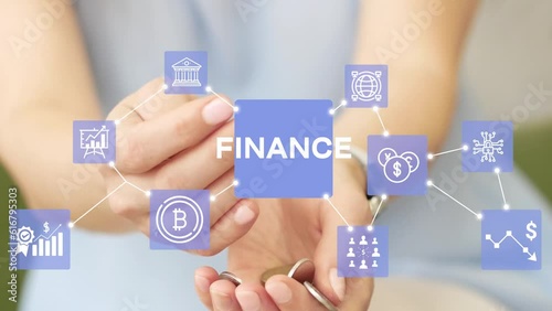 Finance, blockcain, CDBC, crypto money,investments, savings. Financial management concept. Money with digital hologram on green nature background