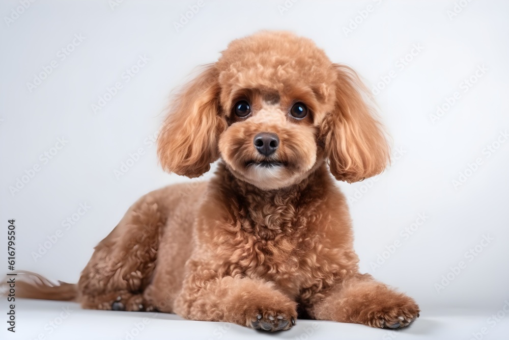 Studio poodle portrait isolated on white background, ai generated Studio poodle portrait isolated on white background, ai generated