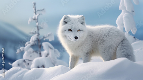 An arctic fox. Generative AI. © Worldillustrator