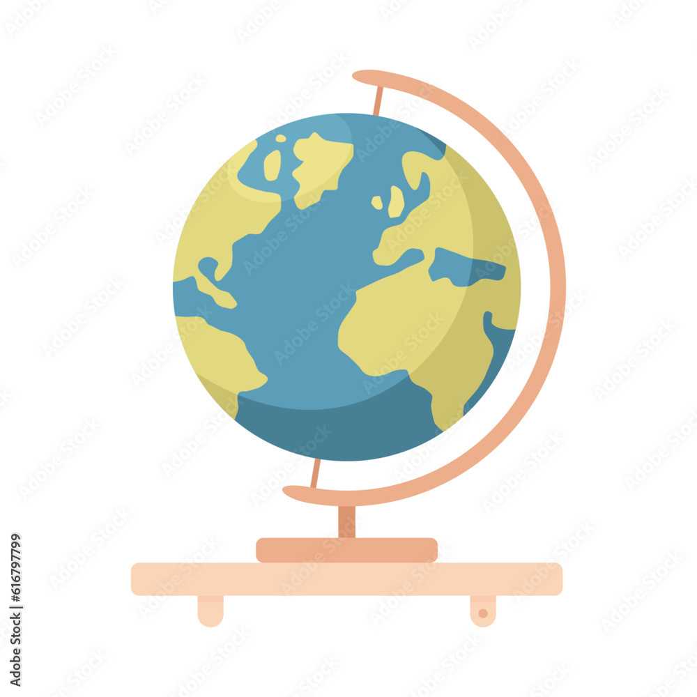 School Globe Model on Leg for Study Vector Illustration School Globe Model on Leg for Study Vector Illustration